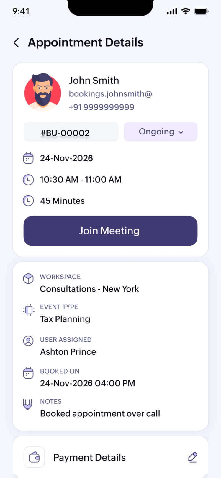 Manage appointment App to manage appointments